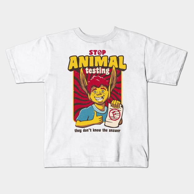 Stop Animal Testing Vintage Back to School by Tobe Fonseca Kids T-Shirt by Tobe_Fonseca